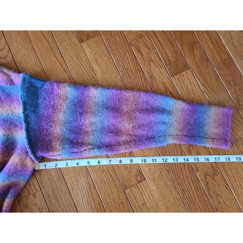 Beach Lunch Lounge Sweater Women's XL 16/18 Purple Orange Stripes Mock Neck Soft - Picture 6 of 7